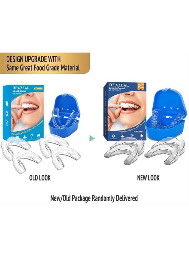 Mouth Guard for Grinding Teeth and Clenching Anti Grinding Teeth Custom Moldable Dental Night Guard Dental Night Guards -4 Pack/One Size