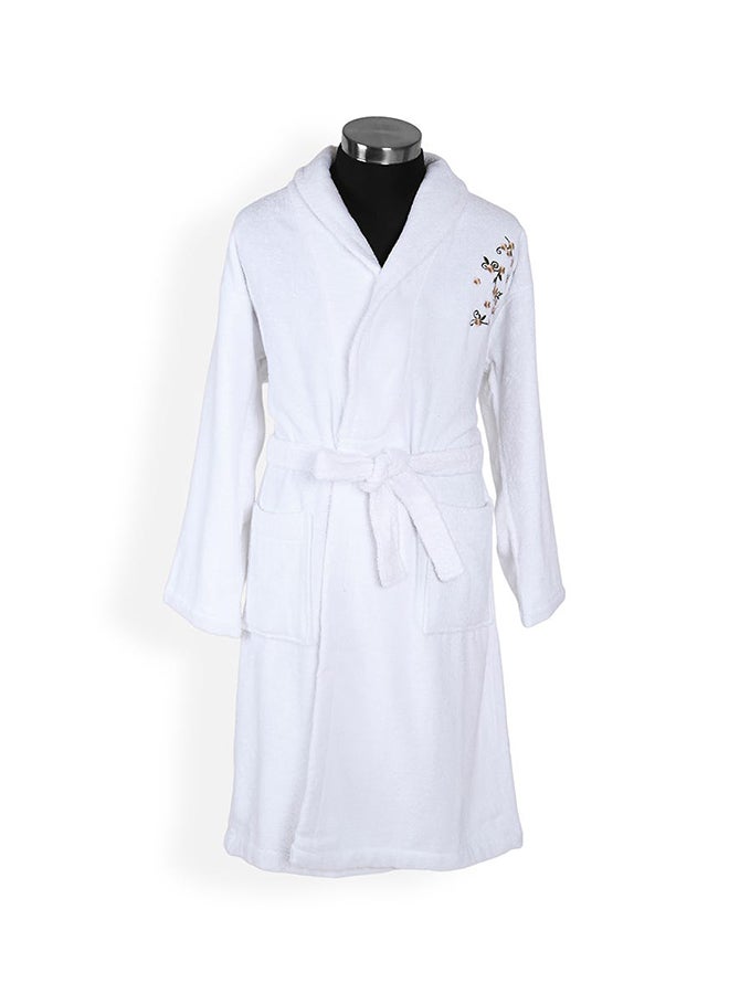 Liza Bathrobe, White - 380 GSM, Free Size