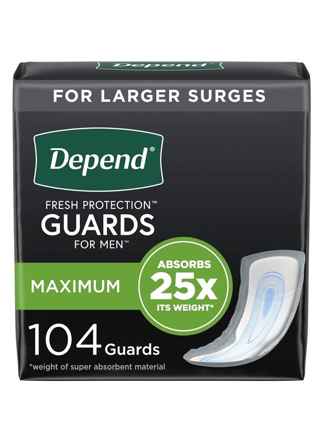 Incontinence Guards/Incontinence Pads for Men/Bladder Control Pads, Maximum Absorbency, 104 Count (2 Packs of 52), Packaging May Vary