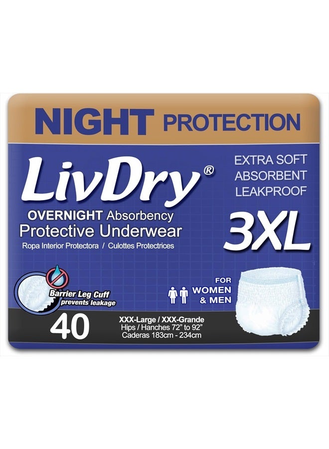 Adult Incontinence Underwear, Overnight Comfort Absorbency, Leak Protection (XXX-Large (40 Count))