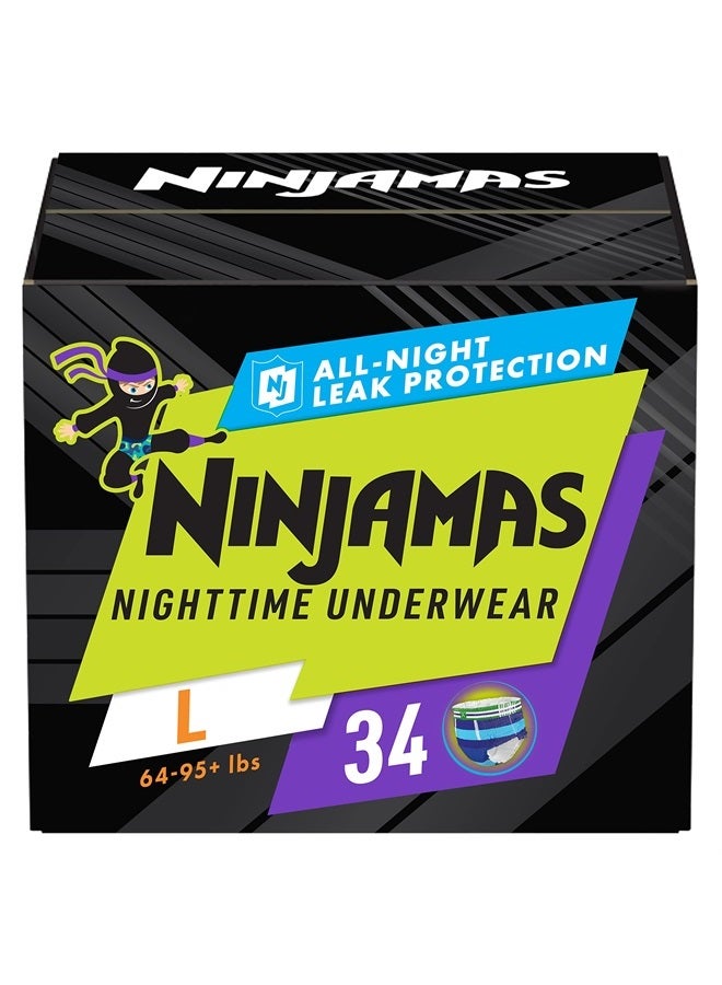 Ninjamas Nighttime Bedwetting Underwear Boys - Size L (64-125 lbs), 34 Count