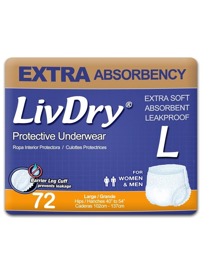 Adult Incontinence Underwear, Extra Absorbency Adult Diapers, Leak Protection, Large, 72-Pack