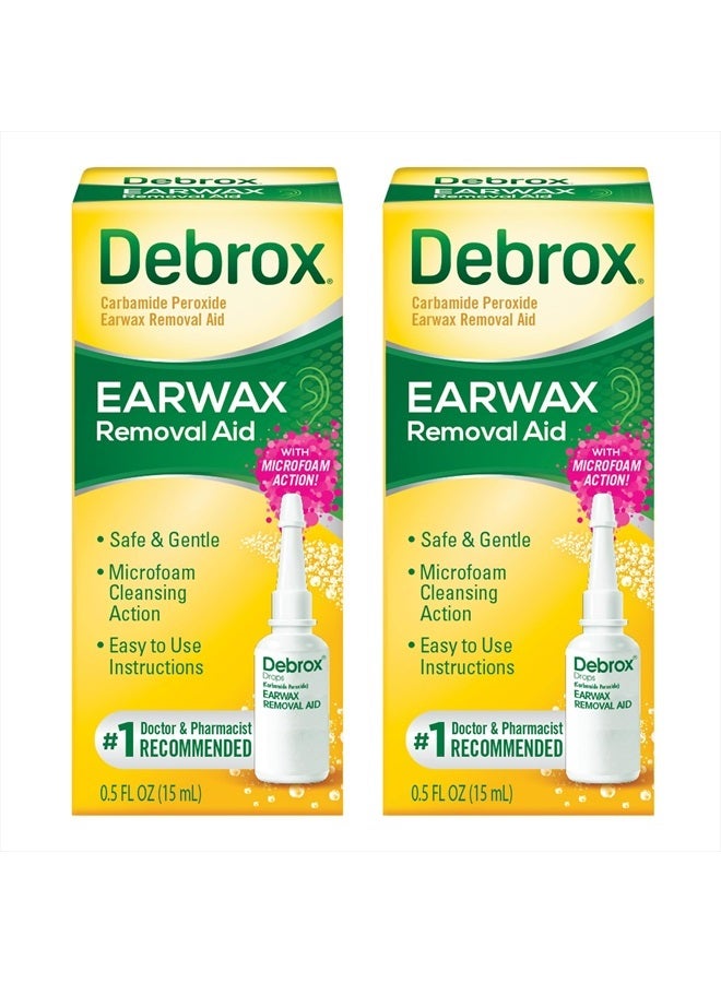 Ear Wax Removal Drops, Gentle Microfoam Ear Wax Remover, 0.5 Fl Oz, 2 Pack