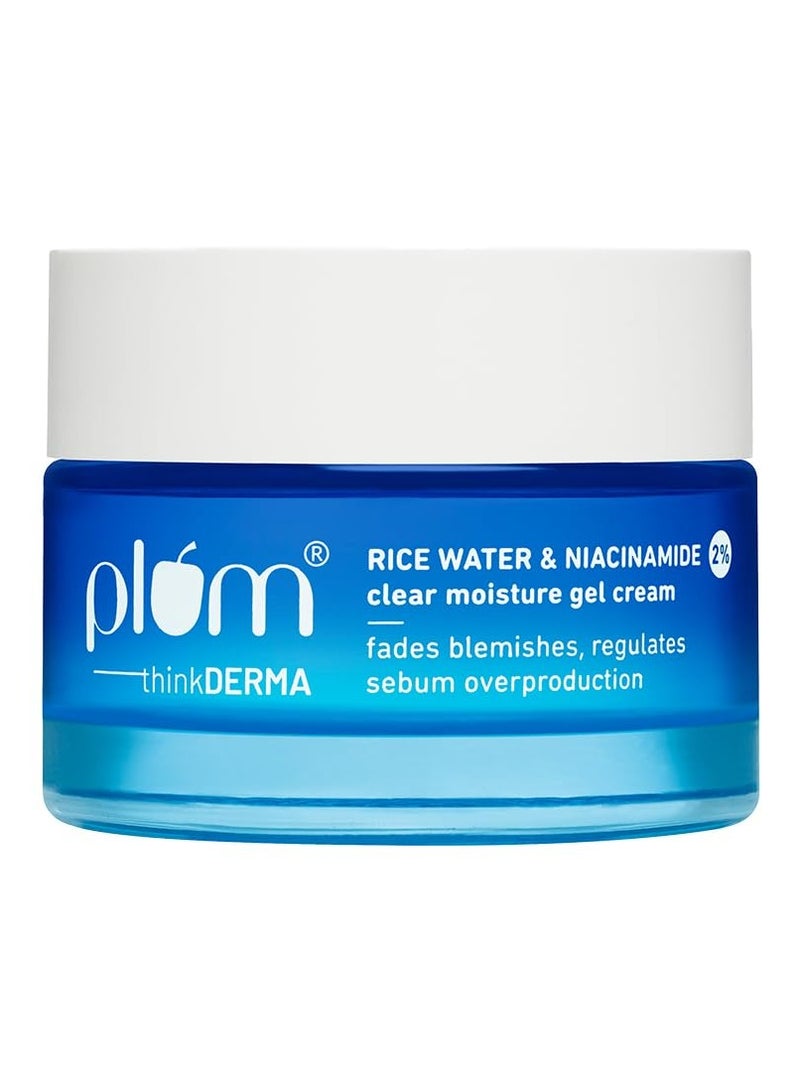 Plum 2% Niacinamide and Rice Water Oil-Free Gel Cream Moisturizer   Fades Blemishes and Dark Spots  Light Winter Moisturizing Cream  Dermatologically Tested All Skin Types 100% Vegan 50 g