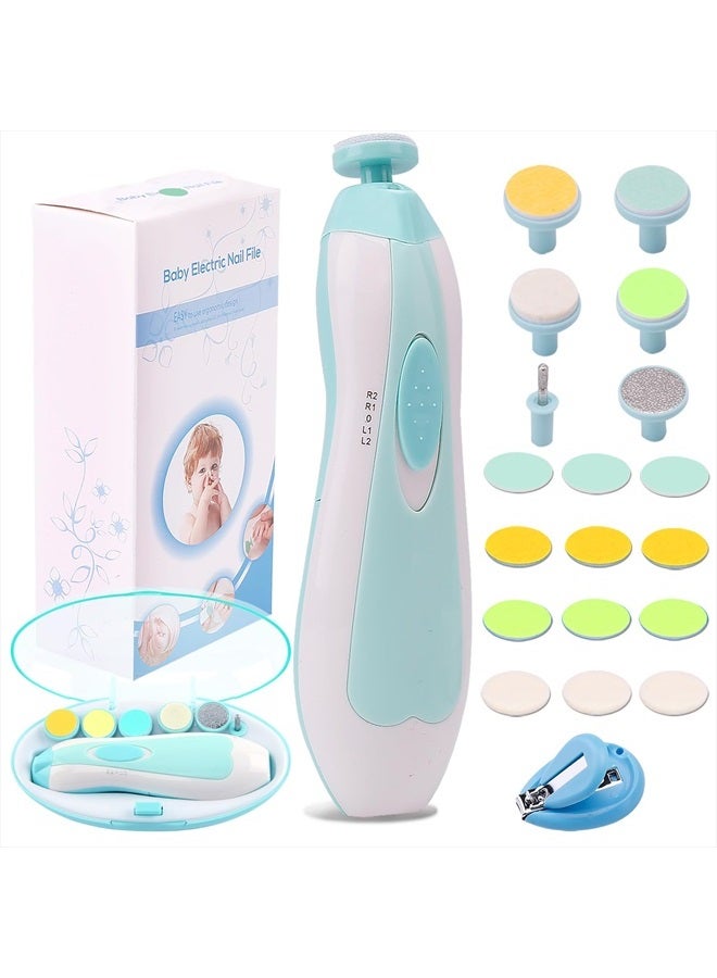 Baby Nail Trimmer Electric Nail File Baby Nail Clippers, Safe Nail Filer Grinder Kit for Newborn Infant Toddler Kids or Adults Toes Fingernails Care Trim Polish, with Led Light and 10 Grinding Heads