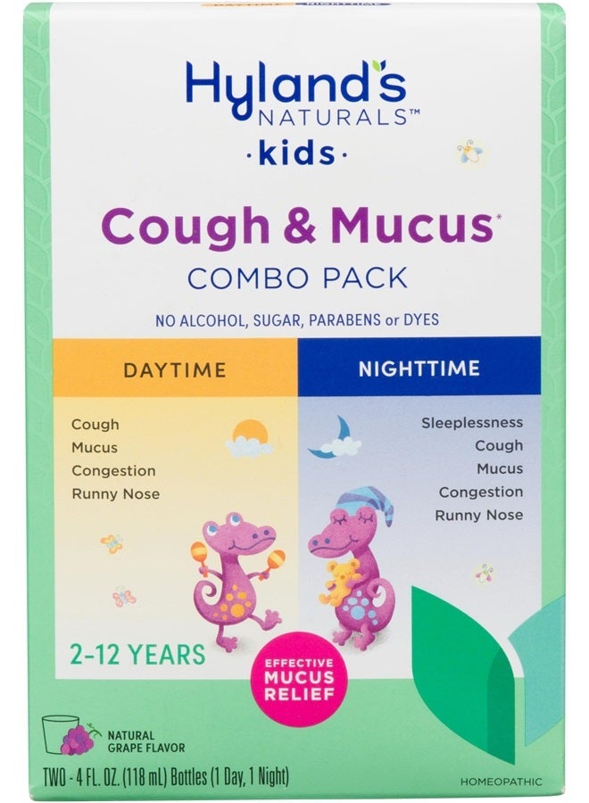 Cough & Mucus Daytime & Nighttime Combo Pack, Grape Flavor - 2x4 oz