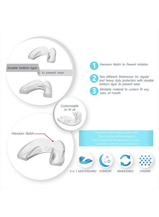 Pack of 5 Moldable Mouth Guard for Teeth Grinding Clenching Bruxism, Sport Athletic, Whitening Tray, Including 3 Regular and 2 Heavy Duty Guard (3 (lll) Regular 2 (II) Heavy Duty)