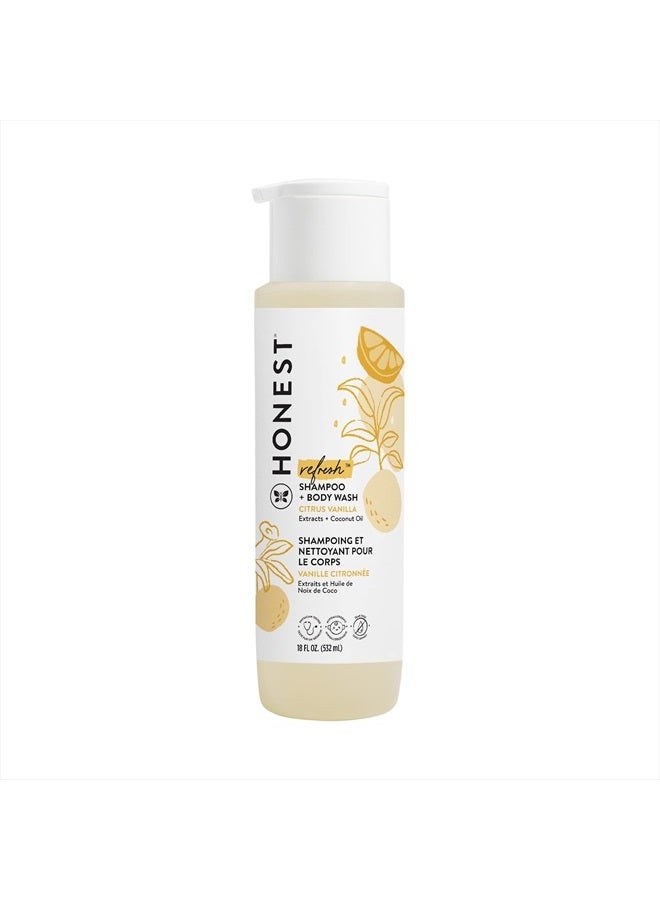 2-in-1 Cleansing Shampoo + Body Wash | Gentle for Baby | Naturally Derived, Tear-free, Hypoallergenic | Citrus Vanilla Refresh, 18 fl oz