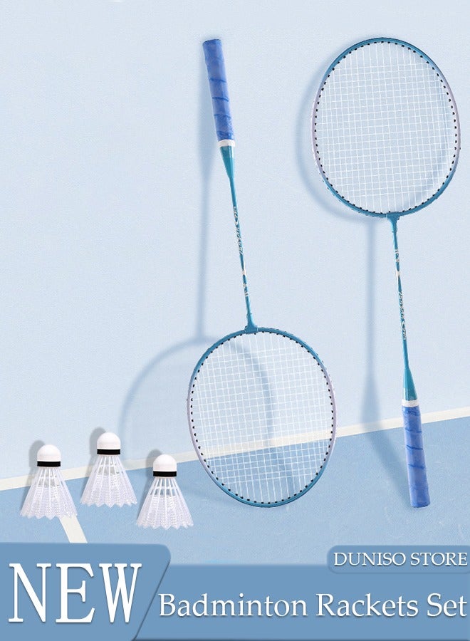 Badminton Rackets Set 2 Player Badminton Rackets Lightweight Badminton Racquet with 3 Shuttlecocks and 1 Carrying Bag,Badminton Backyard Games for Outdoor,Garden,Beach,Family Fun Game