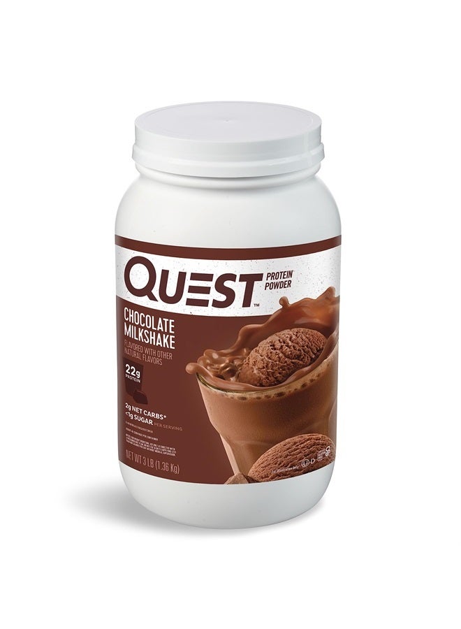 Chocolate Milkshake Protein Powder, 22g Protein, 1g Sugar, Low Carb, Gluten Free, 3 Pound, 43 Servings