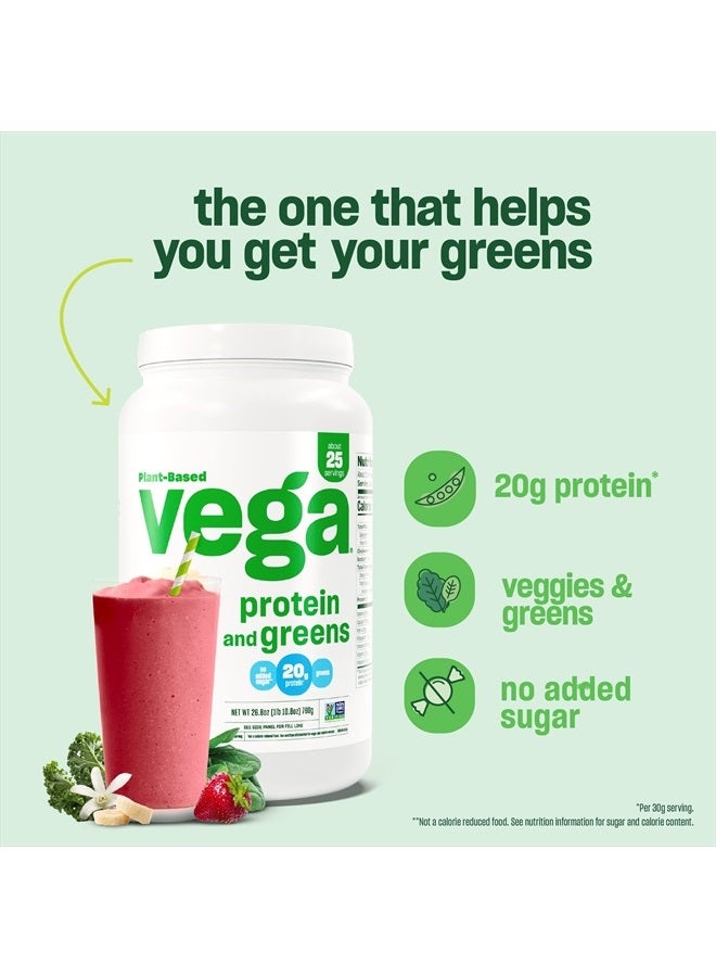 Protein and Greens Protein Powder, Berry - 20g Plant Based Protein Plus Veggies, Vegan, Non GMO, Pea Protein for Women and Men, 1.2 lbs (Packaging May Vary)