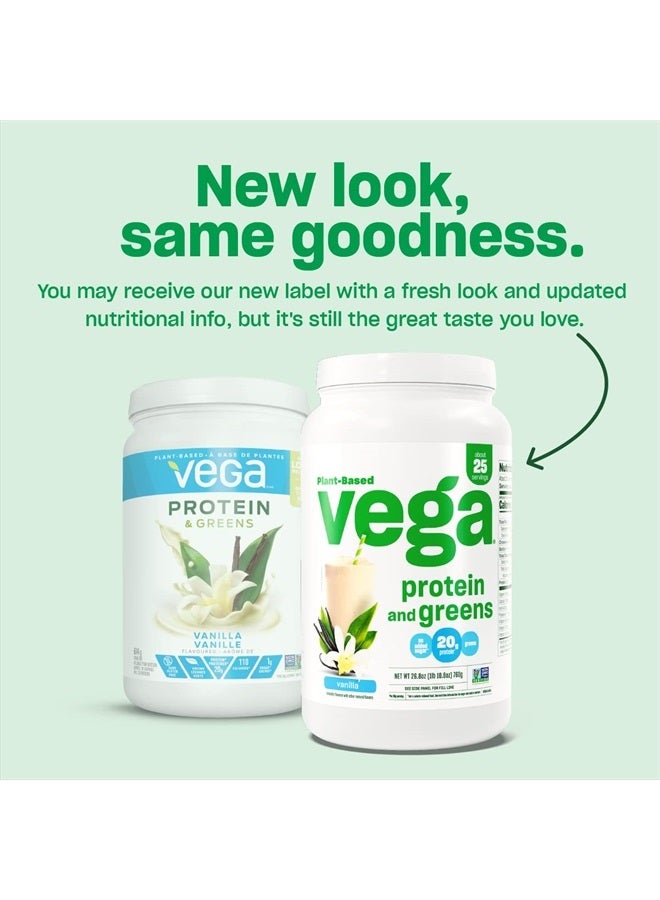 Protein and Greens Protein Powder, Berry - 20g Plant Based Protein Plus Veggies, Vegan, Non GMO, Pea Protein for Women and Men, 1.2 lbs (Packaging May Vary)