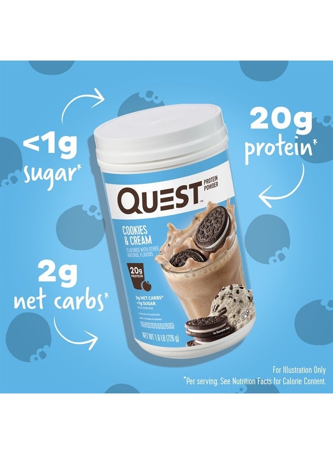 Cookies & Cream Protein Powder; 20g Protein; 1g Sugar; Low Carb; Gluten Free; 1.6 Pound; 24 Servings