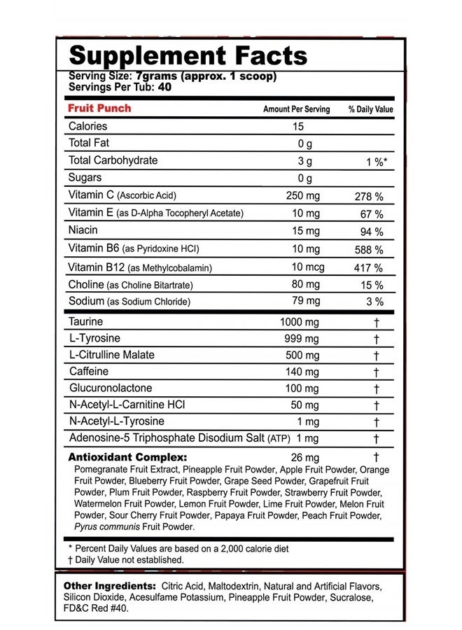 Fruit Punch Tub (40 Servings) Elite Energy and Endurance Formula, 9.8 oz(280g)