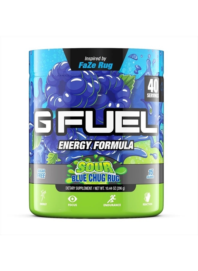 Faze Rug Energy Powder, Sugar Free, Clean Caffeine Focus Supplement, Water Mix, Sour Blue Raspberry Flavor, with Focus Amino, Vitamin + Antioxidants Blend - 10.44 oz (40 Servings)