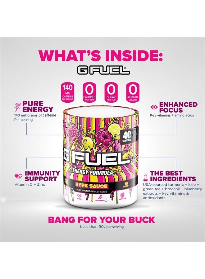 Hype Sauce Energy Powder, Sugar Free, Clean Caffeine Focus Supplement, Water Mix, Raspberry Lemonade Flavor, Focus Amino, Vitamin + Antioxidants Blend, 9.8 oz (40 Servings)