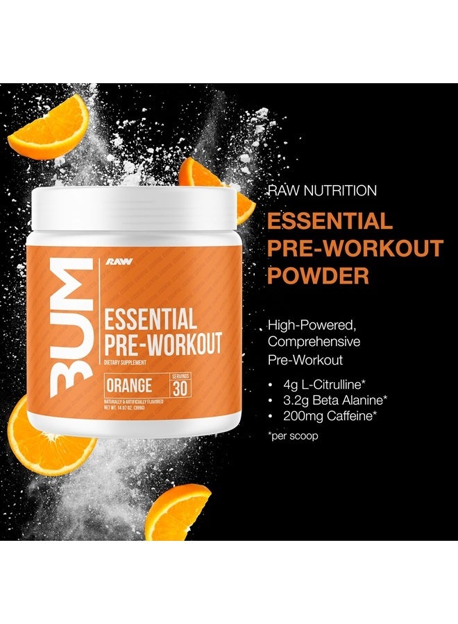 Essential Pre-Workout Powder (Orange) - Chris Bumstead Sports Nutrition Supplement for Men & Women - Preworkout Energy Powder with Caffeine, L-Citrulline, L-Tyrosine, & Beta Alanine Blend