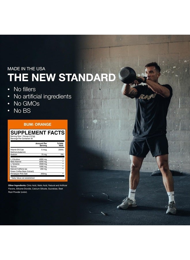 Essential Pre-Workout Powder (Orange) - Chris Bumstead Sports Nutrition Supplement for Men & Women - Preworkout Energy Powder with Caffeine, L-Citrulline, L-Tyrosine, & Beta Alanine Blend