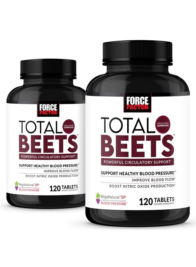 Total Beets Nitric Oxide Supplement with Beet Root Powder, Nitrates, Grapeseed Extract for Circulation, Cardiovascular, Heart Health, 240 Tablets, 2 Pack