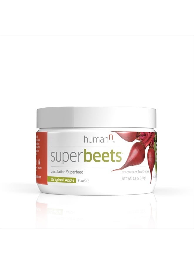 HumanN SuperBeets Beetroot Powder - Nitric Oxide Boost for Blood Pressure, Circulation & Heart Health Support - Non-GMO Superfood Supplement - Original Apple Flavor, 30 Servings