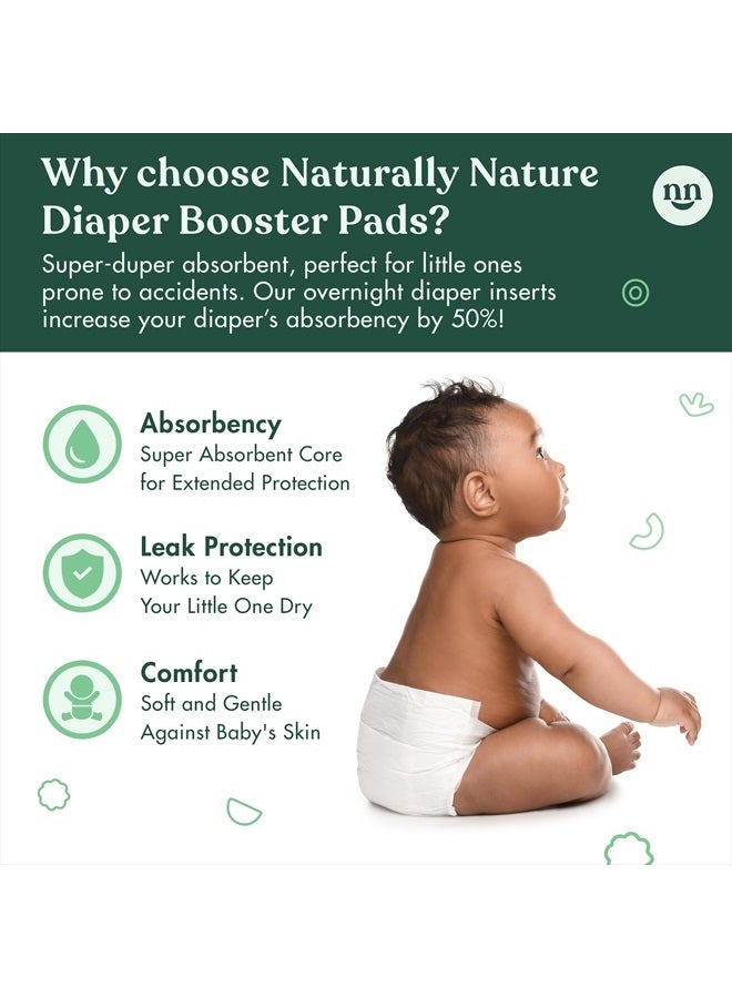 Superior Leak Protection, Naturally Nature Overnight Diaper Booster Pads with Adhesive for Pull-on & Regular Diapers, Trusted by Parents to Help with Nighttime Leaks, Boys & Girls, 96 Pads