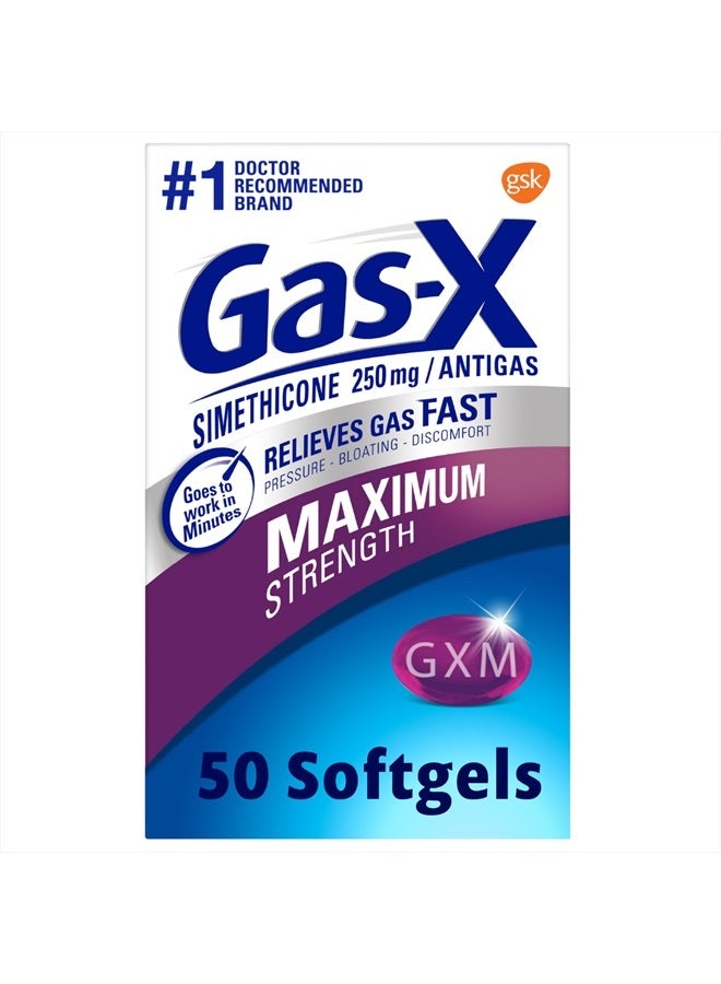 Maximum Strength Gas Relief Softgels with Simethicone 250 mg for Bloating Relief - 50 Count