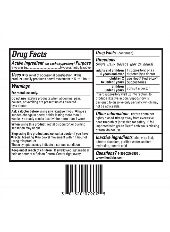 Laxative Glycerin Suppositories for Adult Constipation, 100 Count (Pack of 4)