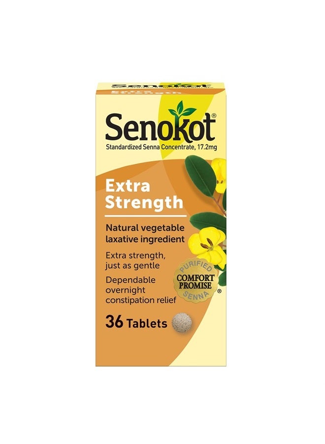 Extra Strength Natural Vegetable Laxative for Gentle Overnight Relief Occasional Constipation, 36 Count