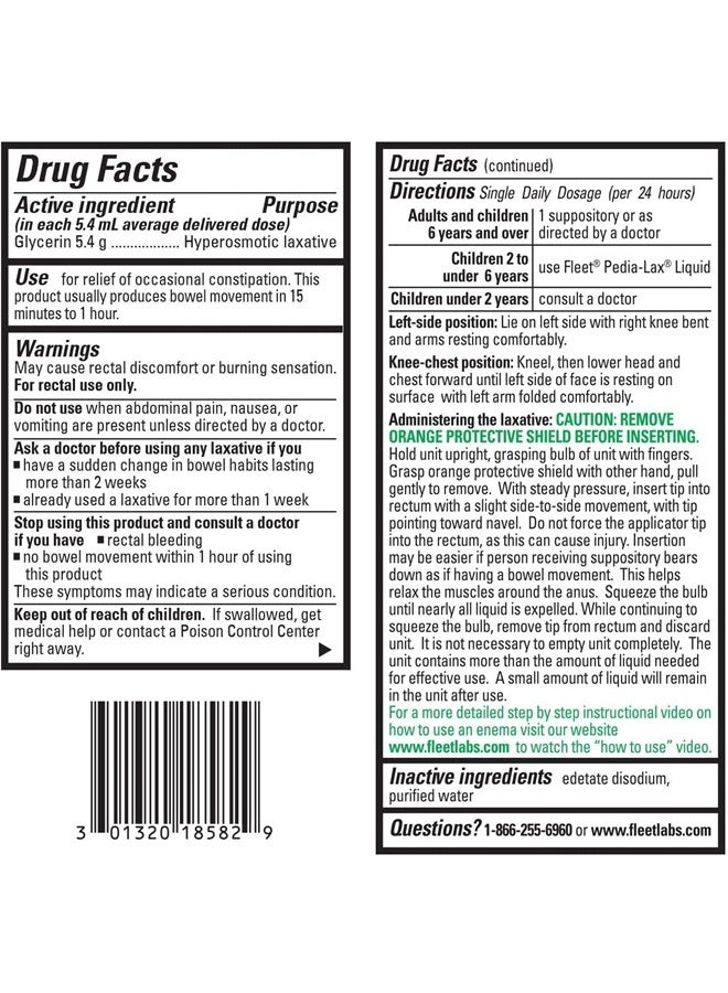 Liquid Glycerin Suppositories for Adult Constipation, 4 Suppositories, 7.5 ml (Pack of 3)