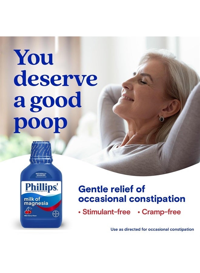 Milk of Magnesia Liquid Laxative, Wild Cherry Flavor, Stimulant & Cramp Free Relief of Occasional Constipation, #1 Milk of Magnesia Brand 26 oz.