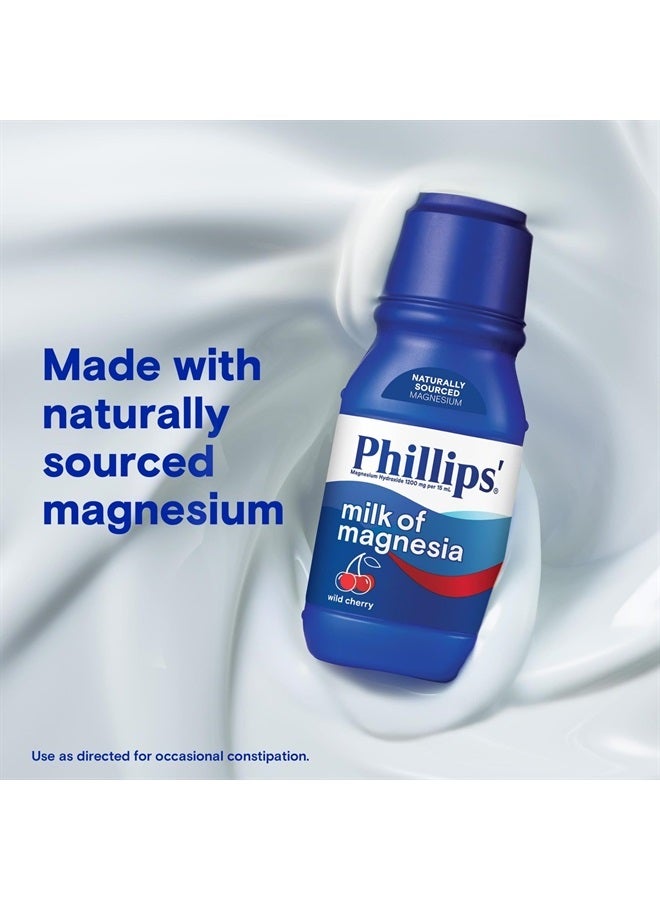 Milk of Magnesia Liquid Laxative, Wild Cherry Flavor, Stimulant & Cramp Free Relief of Occasional Constipation, #1 Milk of Magnesia Brand 26 oz.