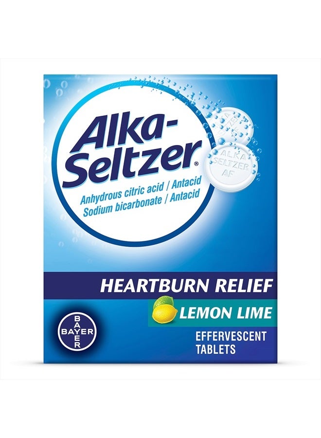 Heartburn Relief Lemon Lime Flavor Effervescent Tablets, 4-in-1 Relief from Heartburn, Sour Stomach, Acid Indigestion, and Upset Stomach, Dissolvable Antacid, 36 Ct