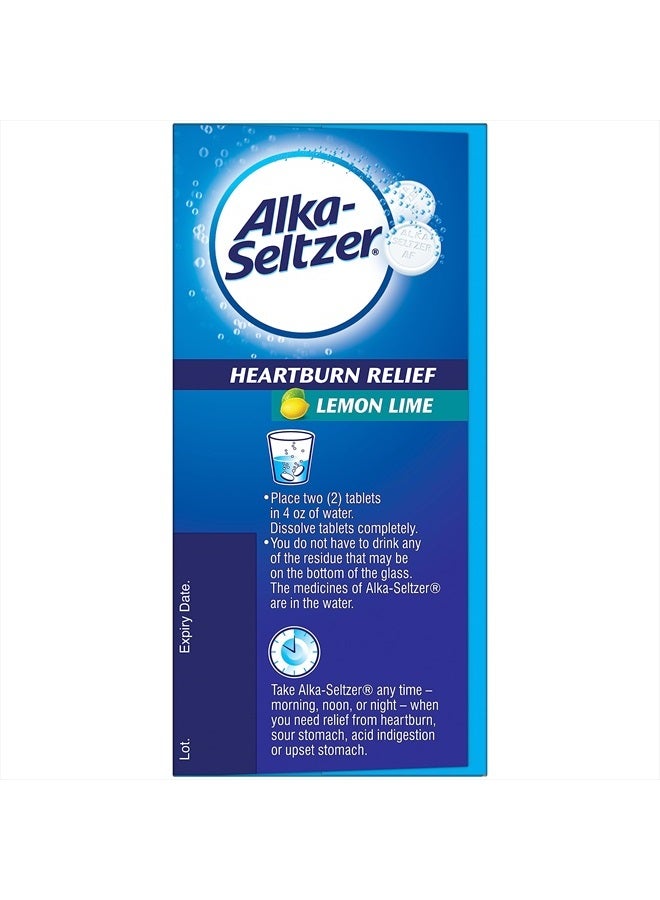 Heartburn Relief Lemon Lime Flavor Effervescent Tablets, 4-in-1 Relief from Heartburn, Sour Stomach, Acid Indigestion, and Upset Stomach, Dissolvable Antacid, 36 Ct