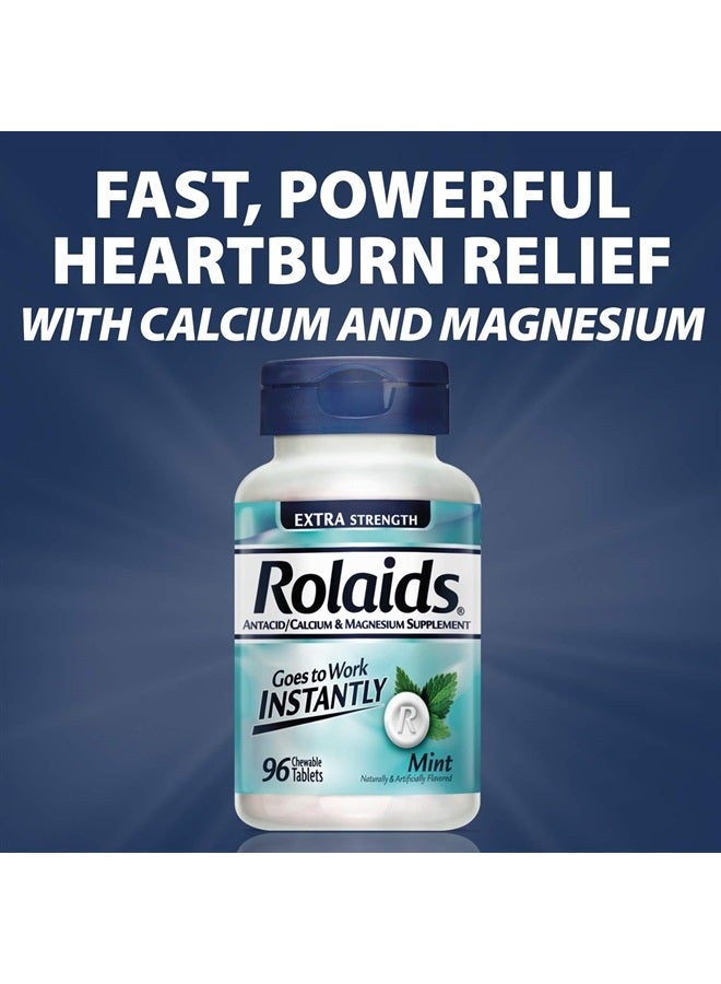 Extra Strength Antacid, 96 Chewable Tablets, Mint Flavor, Extra Strength Heartburn Relief
