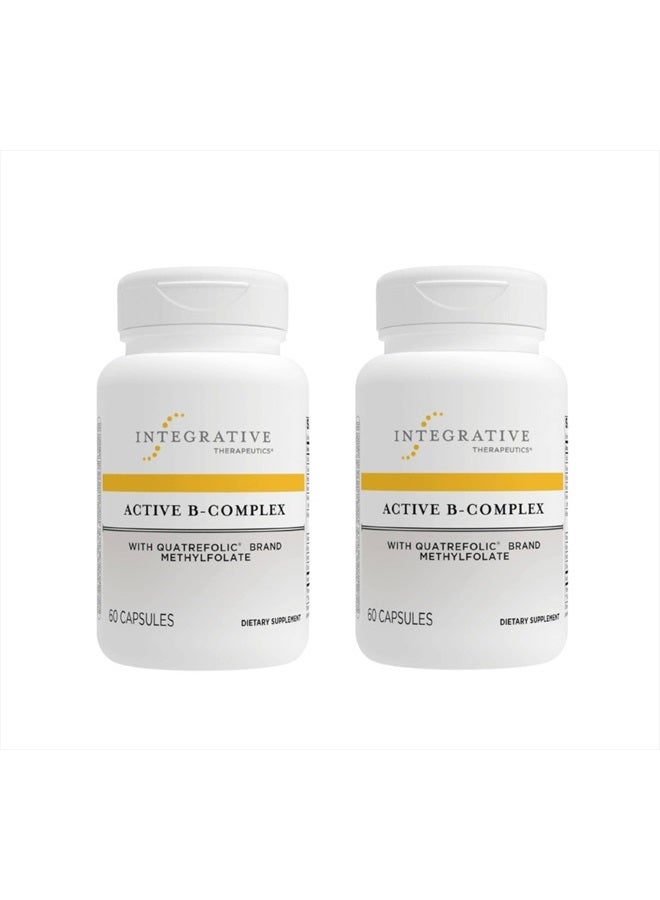 Active B-Complex - Energy Metabolism Support* - B-Complex Vitamin Supplement with 8 B-Vitamins, Vitamin B12, Folate, Choline - 60 Capsules - 2 Pack