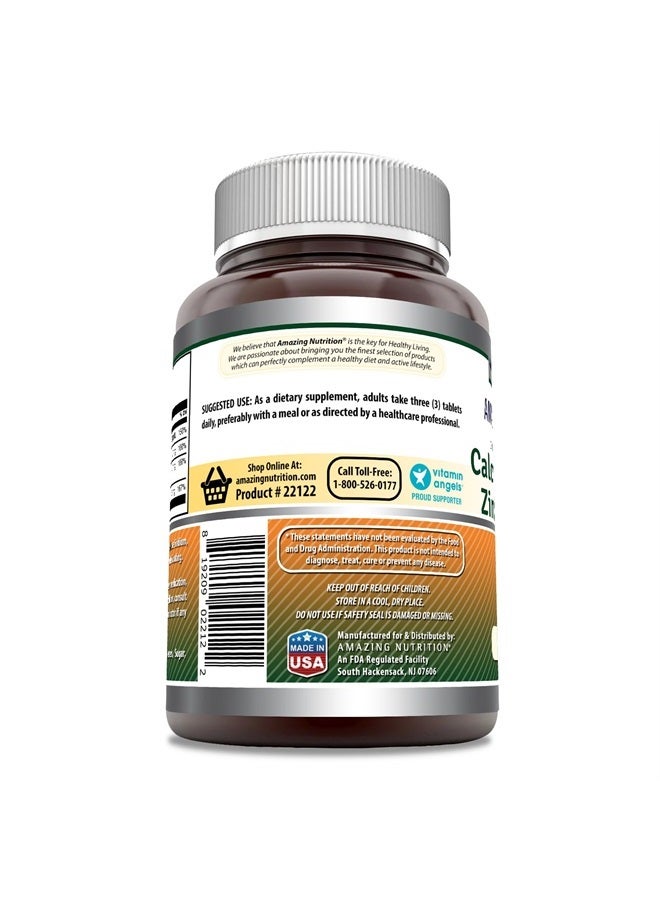 Amazing Formulas Calcium Magnesium Zinc + Vitamin D3 Supplement | 500 Tablets | Non-GMO | Gluten-Free | Made in USA