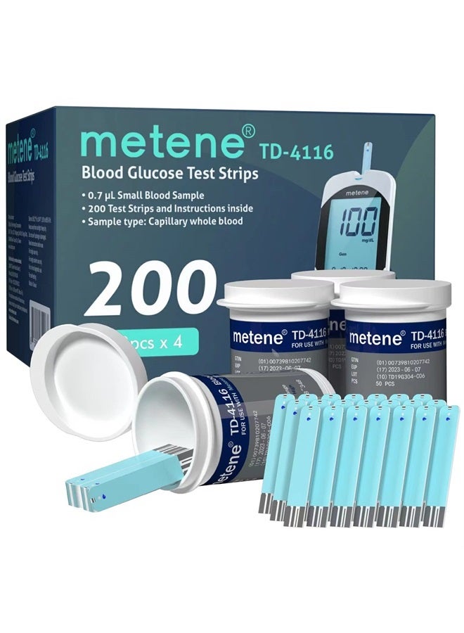 TD-4116, 200 Count Test Strips for Diabetes, Use with metene TD-4116 Blood Glucose Monitor Only