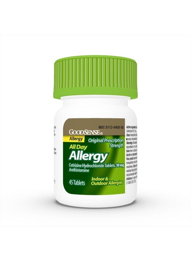 Goodsense All Day Allergy, Cetirizine Hcl Tablets 10 Mg, Antihistamine for Allergy Relief, 45 Count