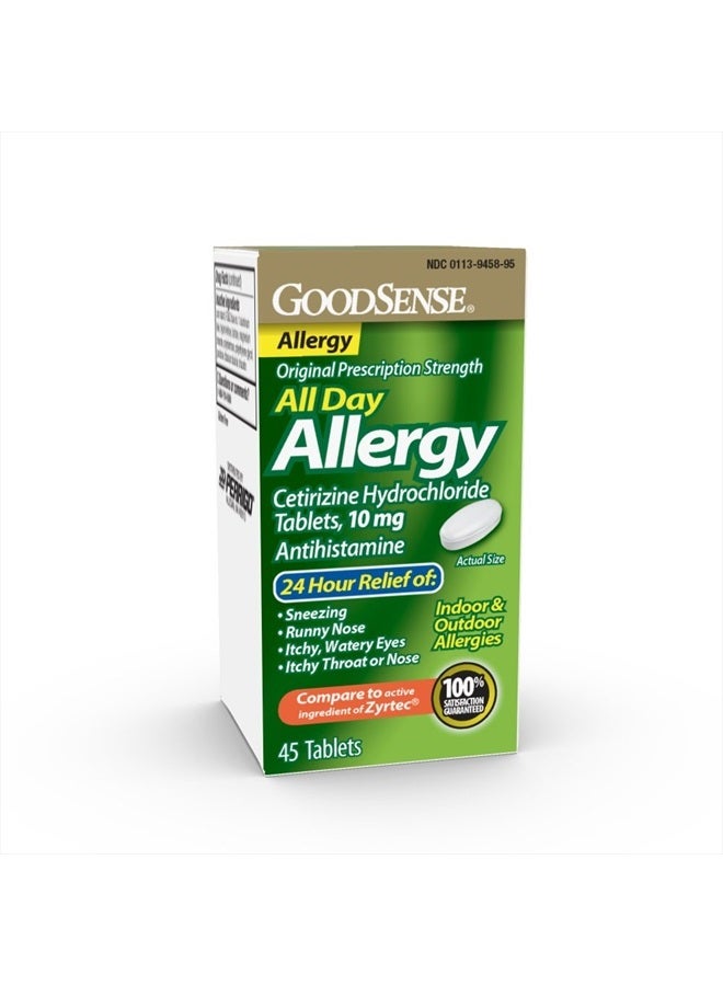 Goodsense All Day Allergy, Cetirizine Hcl Tablets 10 Mg, Antihistamine for Allergy Relief, 45 Count