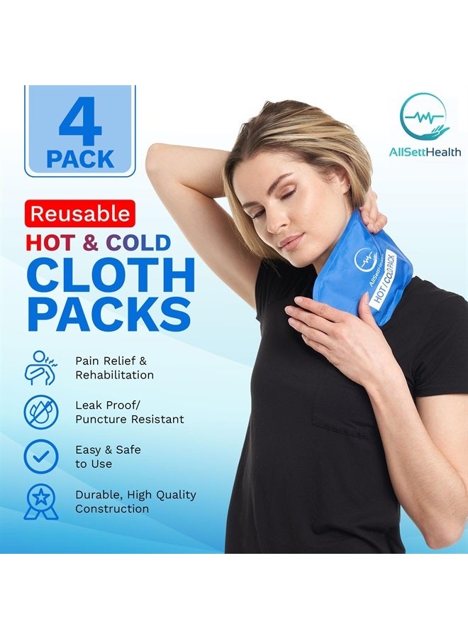 Reusable Hot and Cold Gel Ice Packs for Injuries | Cold Compress, Gel Ice Packs, 10.5 in Long x 5 in Wide | 4 Pack Blue