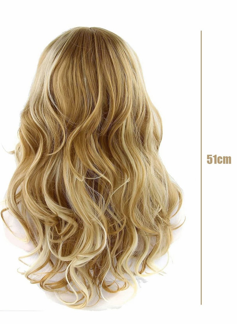 Long Blonde Wigs, Middle Part Wavy Wigs for Women