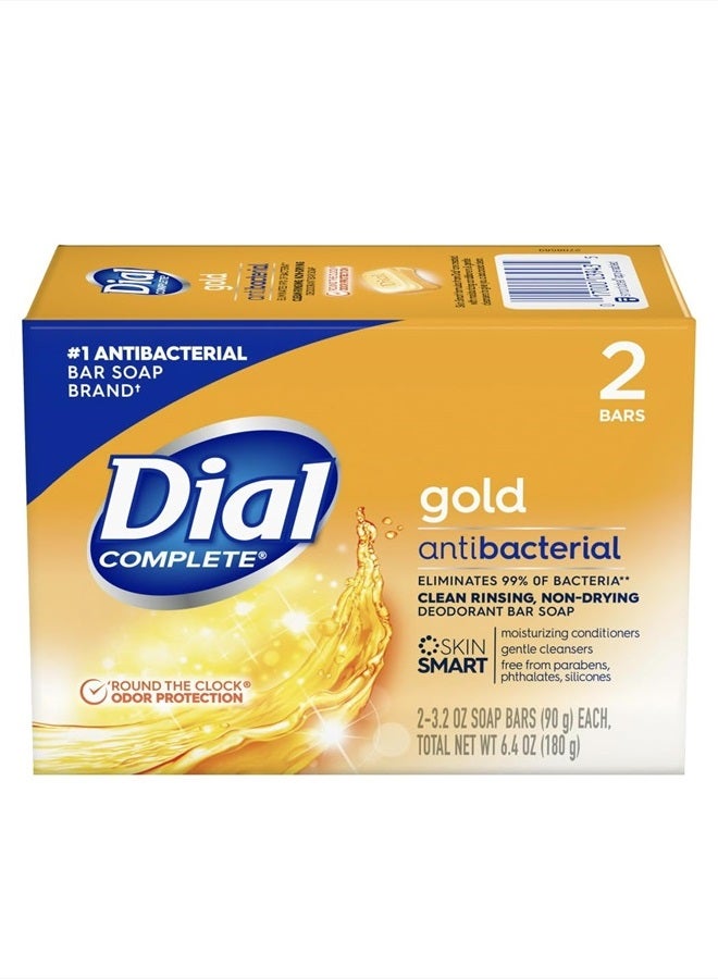 Gold Antibacterial Deodorant Soap, 2 Pack, Total Net Wt 6.4 oz