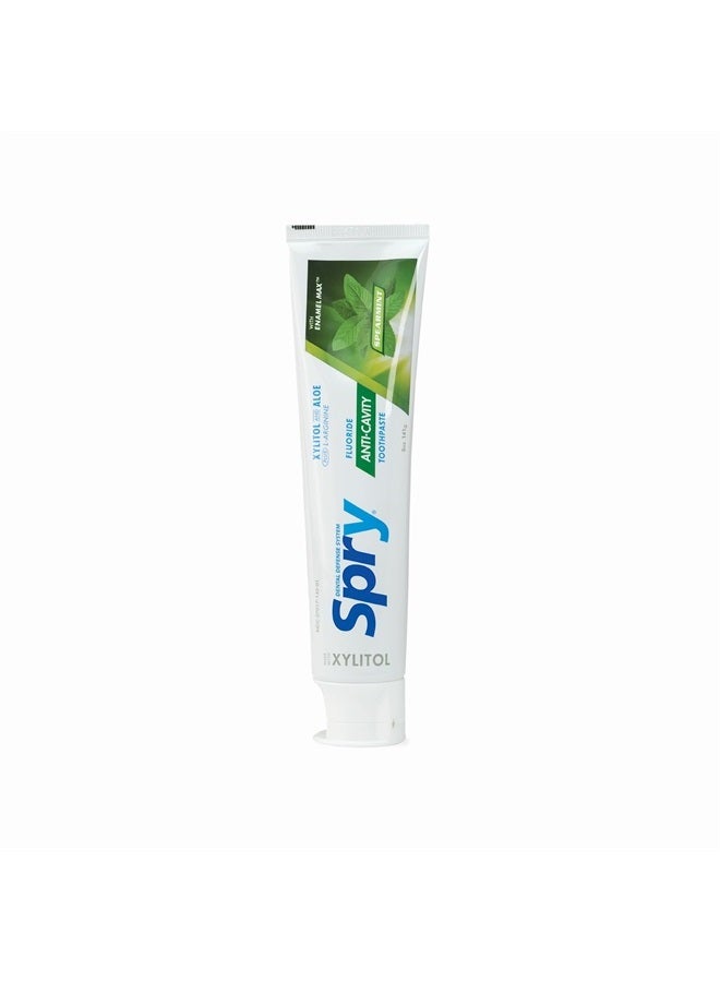 Xylitol Toothpaste 5oz, Fluoride Toothpaste Adult and Kids, Teeth Whitening Toothpaste with Xylitol, Natural Breath Freshening, Mouth Moisturizing Ingredients, Spearmint (Pack of 6)