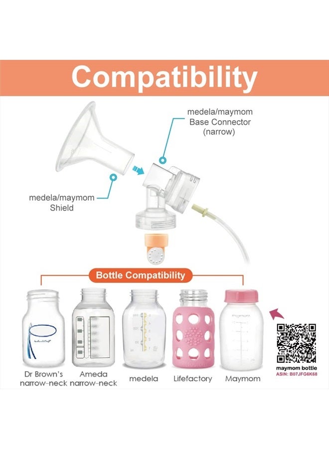 MyFit Narrow Neck Base Connectors; Compatible with Medela PersonalFit Connector; Use w/Maymom Two-Piece Shield System, Compatible with Medela Freestyle Flex BreastShield; Lansinoh Shields; 2pc