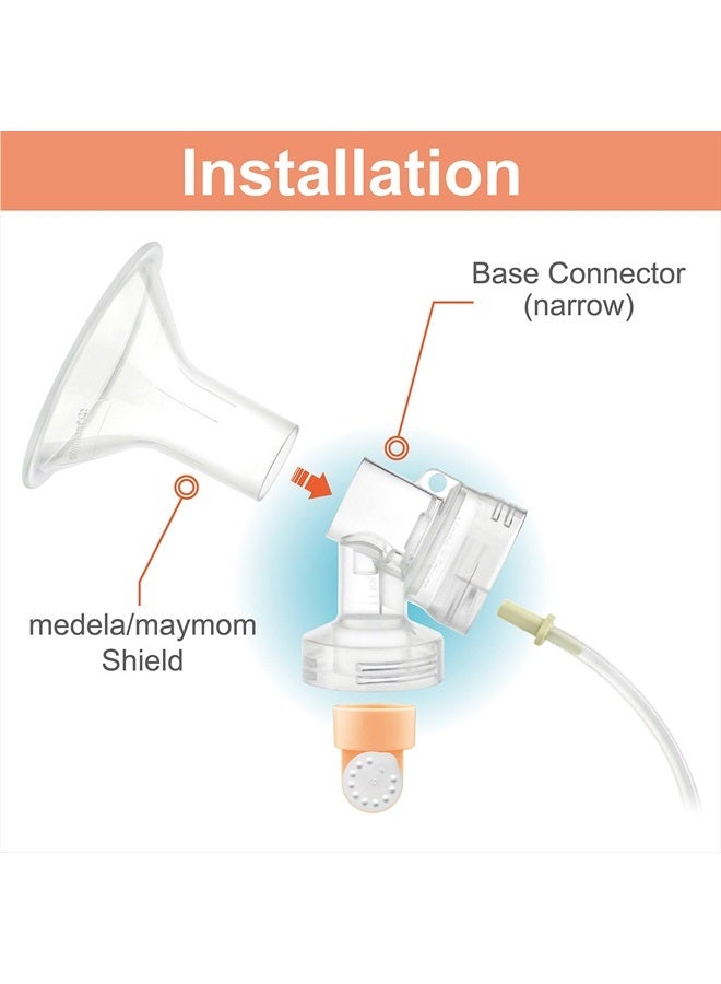 MyFit Narrow Neck Base Connectors; Compatible with Medela PersonalFit Connector; Use w/Maymom Two-Piece Shield System, Compatible with Medela Freestyle Flex BreastShield; Lansinoh Shields; 2pc