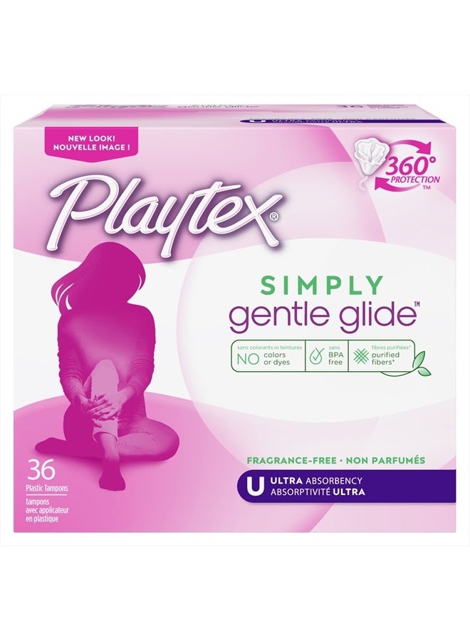 Playtex Simply Gentle Glide Tampons, Ultra Absorbency, Fragrance-Free - 36ct