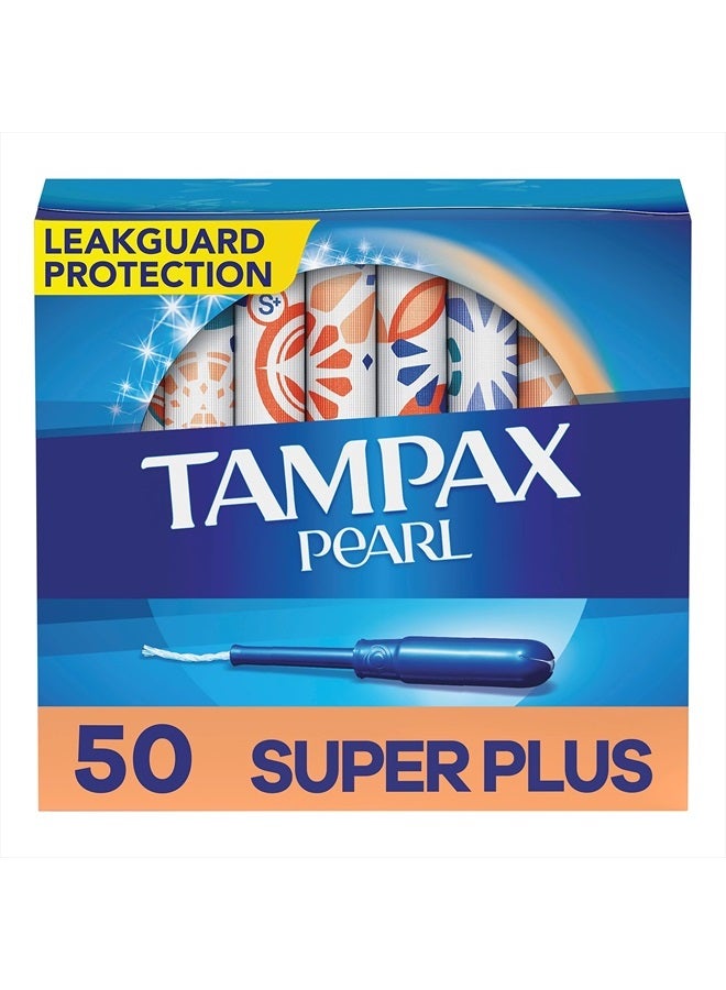 Pearl Tampons Super Plus Absorbency, with Leakguard Braid, Unscented, 50 Count