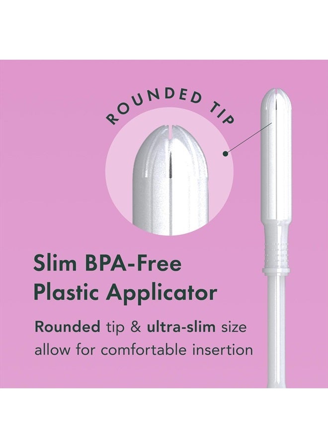 Tampons, Slim Applicator Made with Organic Cotton Core - Tampons Multipack, Regular and Super Absorbency, BPA-Free, Leak Locker Technology, Unscented, Chlorine Free (40 Count, Bundle)