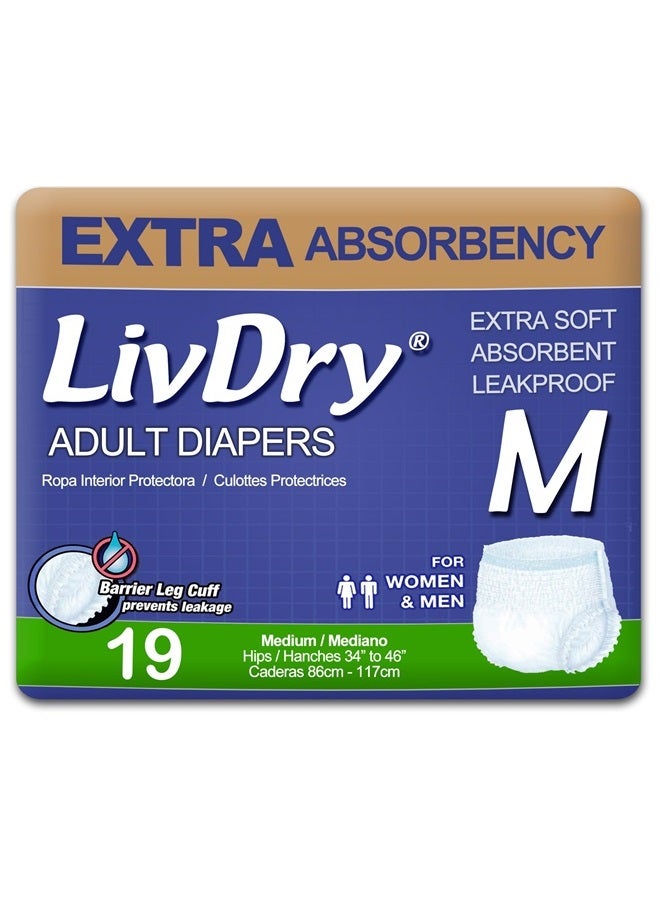 Adult Incontinence Underwear, Extra Absorbency Adult Diapers, Leak Protection, Medium, 19-Pack