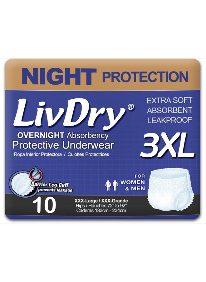 Adult Incontinence Underwear, Overnight Comfort Absorbency, Leak Protection (XXX-Large (10 Count))